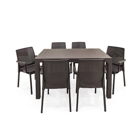 Rainbow Outdoor Napoli 7-Piece Dining Set-Brown RBO-NAPOLI-BRW-7DA